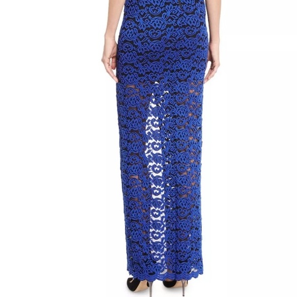 NWT $375 Alice + Olivia Kahlo V-Neck Lace Column Dress in Blue - size 4! - Picture 6 of 6